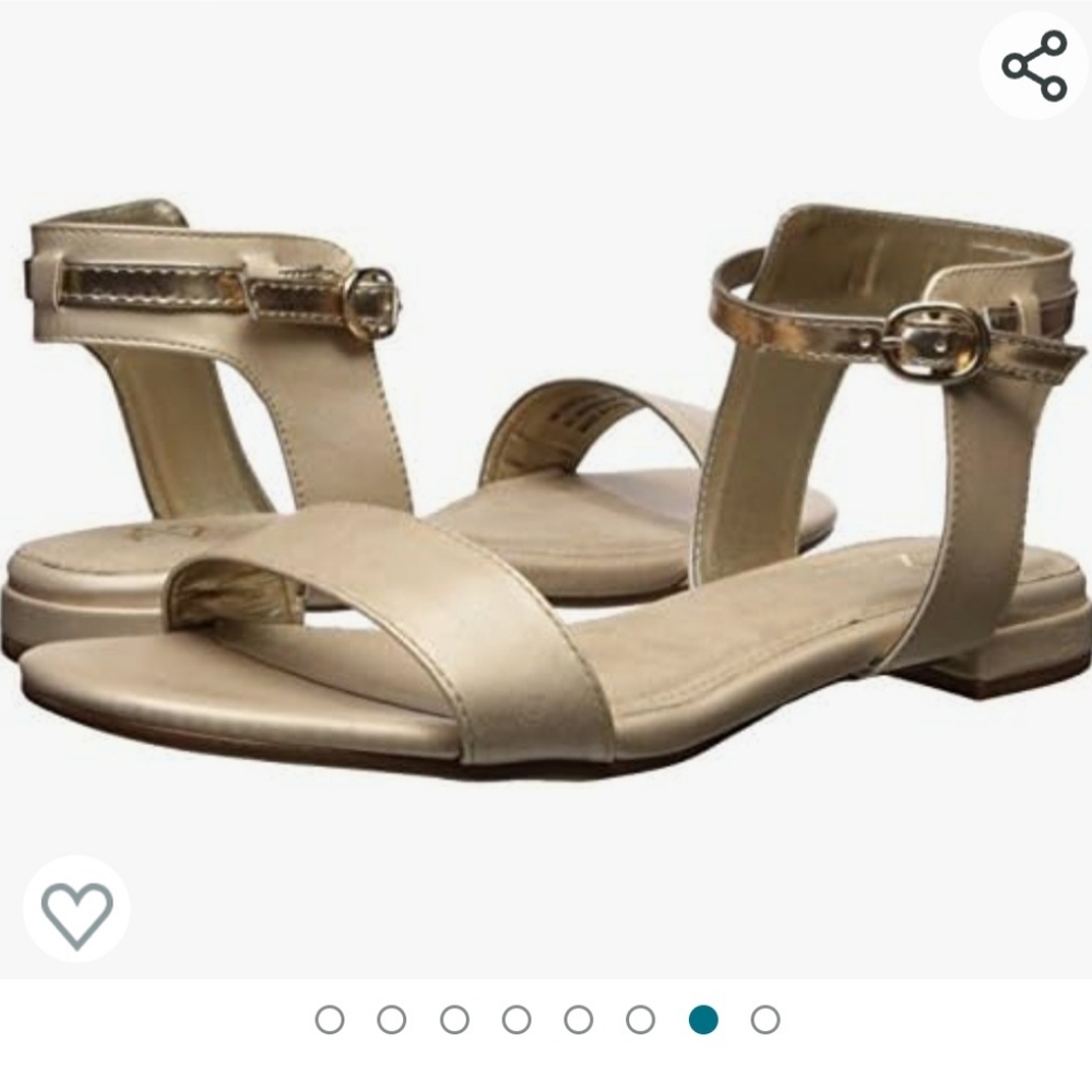 NWOT A2 Aerosole Gold Sandals, Size 8.5 (39)